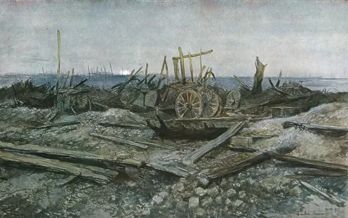 Framed Print : Biaches, 1917. Creator: Francois Flameng Framed Print : Biaches, 1917. Creator: Francois Flameng