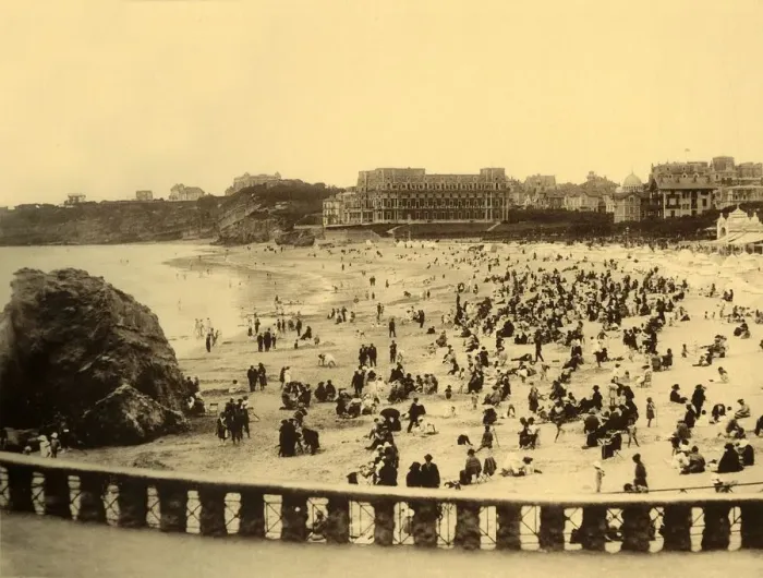 Framed Print : Biarritz - A la Grande Plage, c1930. Creator: Unknown Framed Print : Biarritz - A la Grande Plage, c1930. Creator: Unknown