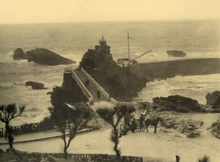 Framed Print : Biarritz - Le Rocher de la Vierge, c1930. Creator: Unknown Framed Print : Biarritz - Le Rocher de la Vierge, c1930. Creator: Unknown
