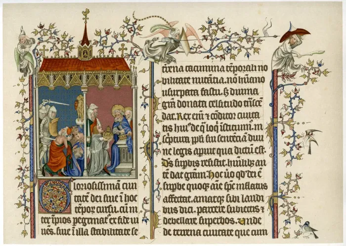 Framed Print : Two bible scenes, late 14th century Framed Print : Two bible scenes, late 14th century