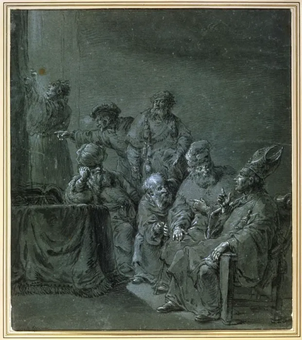 Framed Print : A Biblical Subject, 17th century. Artist: Leonard Bramer Framed Print : A Biblical Subject, 17th century. Artist: Leonard Bramer