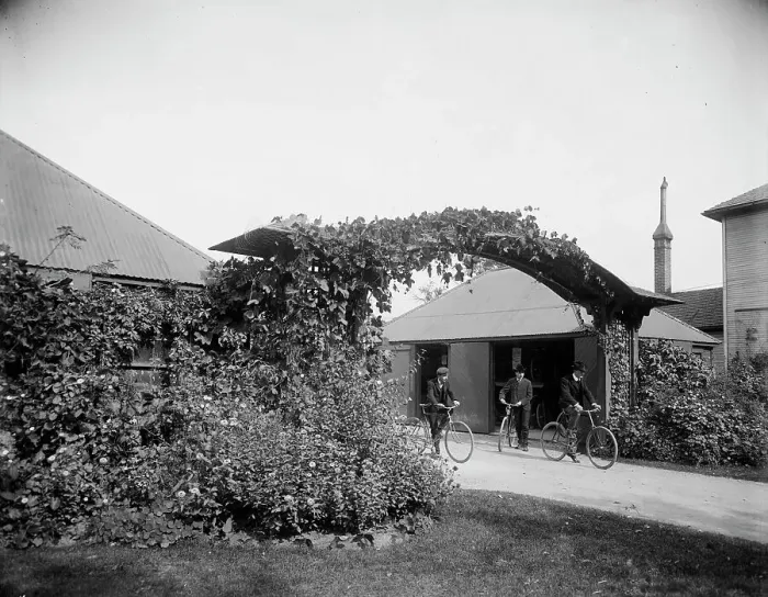 Framed Print : Bicycle shelter, National Cash Register [Company], Dayton, Ohio, (1902?). Creator: Unknown