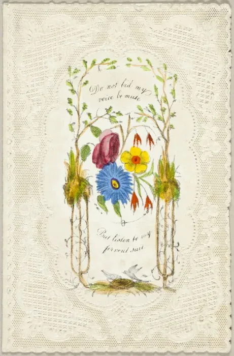 Framed Print : Do Not Bid My Voice Be Mute (valentine), c. 1840. Creator: George Meek Framed Print : Do Not Bid My Voice Be Mute (valentine), c. 1840. Creator: George Meek