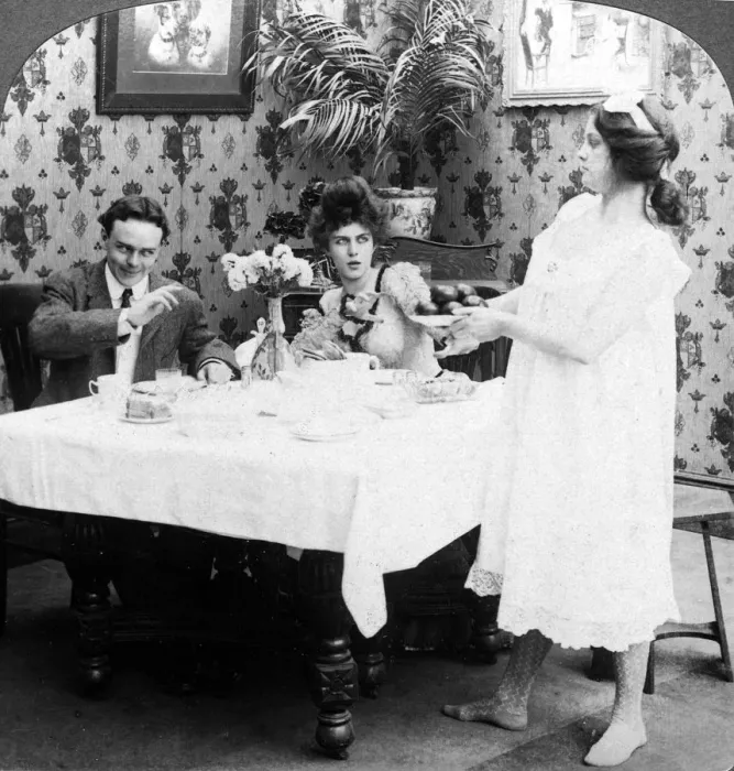 Framed Print : How Biddy Served the Tomatoes Undressed. Artist: American Stereoscopic Company Framed Print : How Biddy Served the Tomatoes Undressed. Artist: American Stereoscopic Company