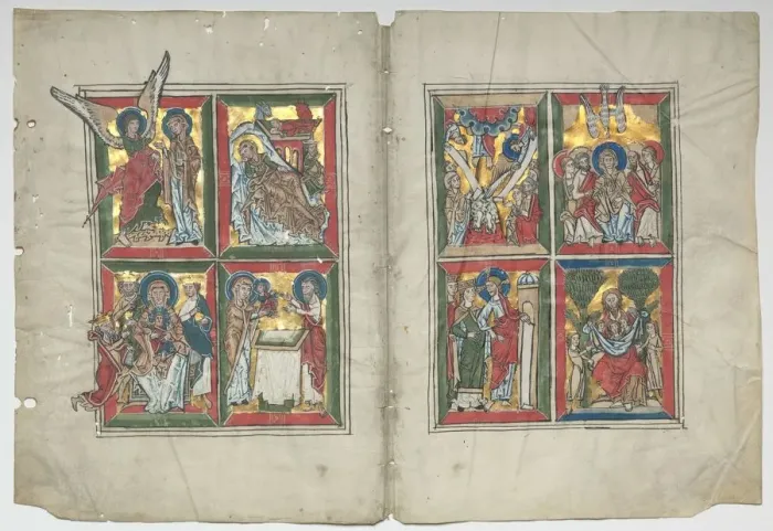 Framed Print : Bifolia with Scenes from the Life of Christ, 1230-1240. Creator: Unknown Framed Print : Bifolia with Scenes from the Life of Christ, 1230-1240. Creator: Unknown