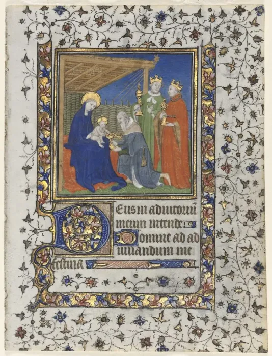 Framed Print : Bifolio from a Book of Hours: Adoration of the Magi, c. 1415. Creator: Boucicaut Master (French Framed Print : Bifolio from a Book of Hours: Adoration of the Magi, c. 1415. Creator: Boucicaut Master (French