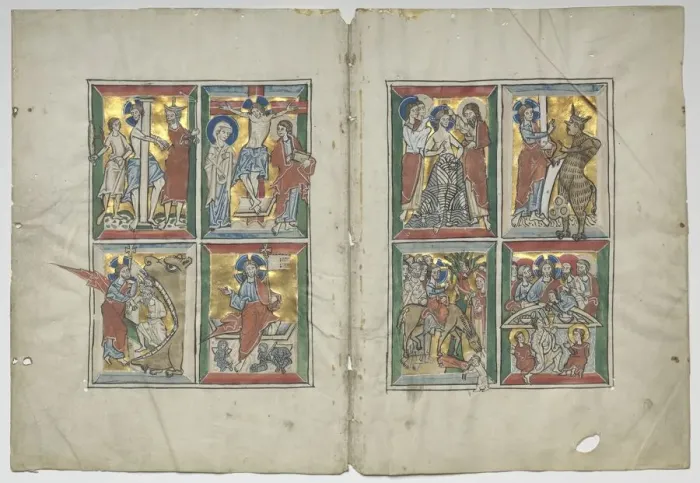 Framed Print : Bifolio with Scenes from the Life of Christ, 1230-1240. Creator: Unknown Framed Print : Bifolio with Scenes from the Life of Christ, 1230-1240. Creator: Unknown