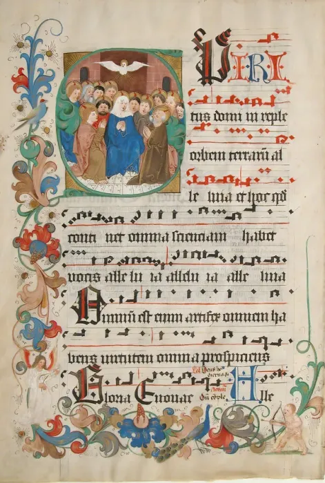 Framed Print : Bifolium from a Gradual, German, late 15th century. Creator: Unknown Framed Print : Bifolium from a Gradual, German, late 15th century. Creator: Unknown