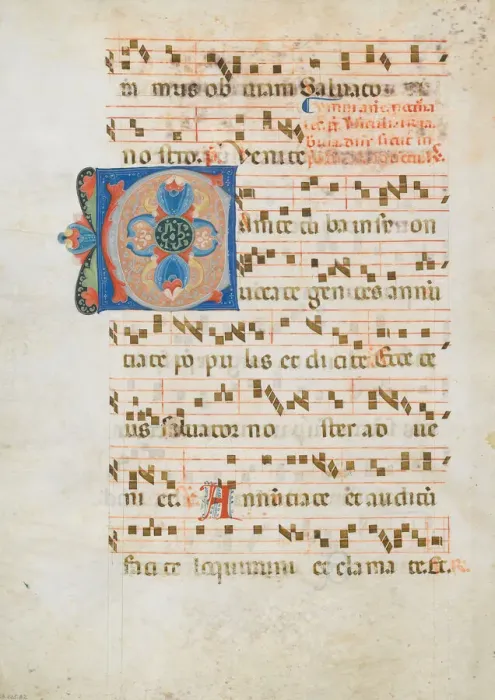 Framed Print : Bifolium with Initial C, from an Antiphonary, Italian, ca. 1320. Creator: Unknown Framed Print : Bifolium with Initial C, from an Antiphonary, Italian, ca. 1320. Creator: Unknown