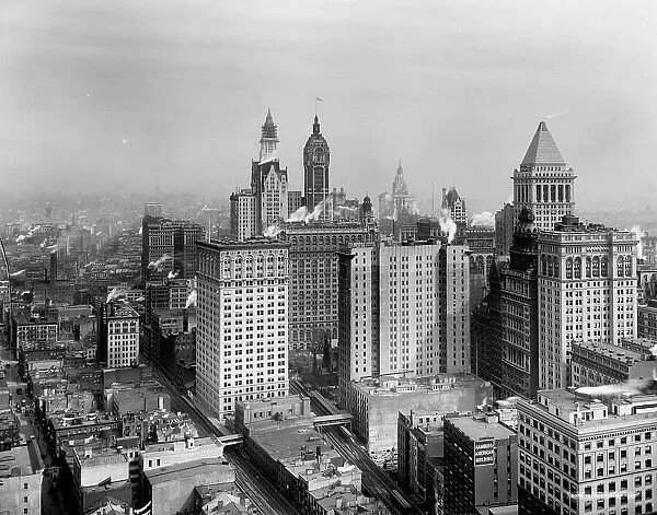 Big buildings of Lower Manhattan, New York, between 1900 and 1920. Creator: Unknown