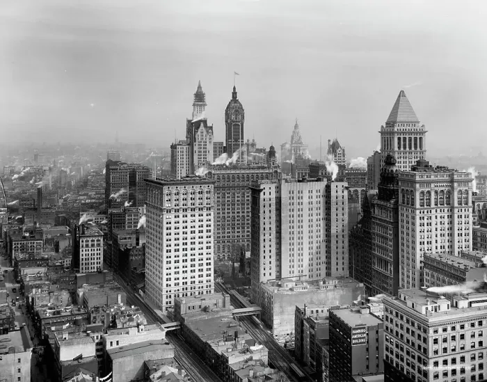 Framed Print : Big buildings of Lower Manhattan, New York, between 1900 and 1920. Creator: Unknown Framed Print : Big buildings of Lower Manhattan, New York, between 1900 and 1920. Creator: Unknown