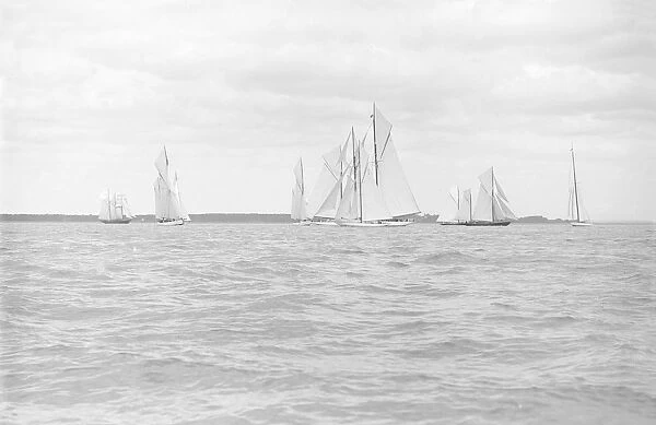 Big Class yachts starting the Kings Cup race, 1913. Creator: Kirk & Sons of Cowes