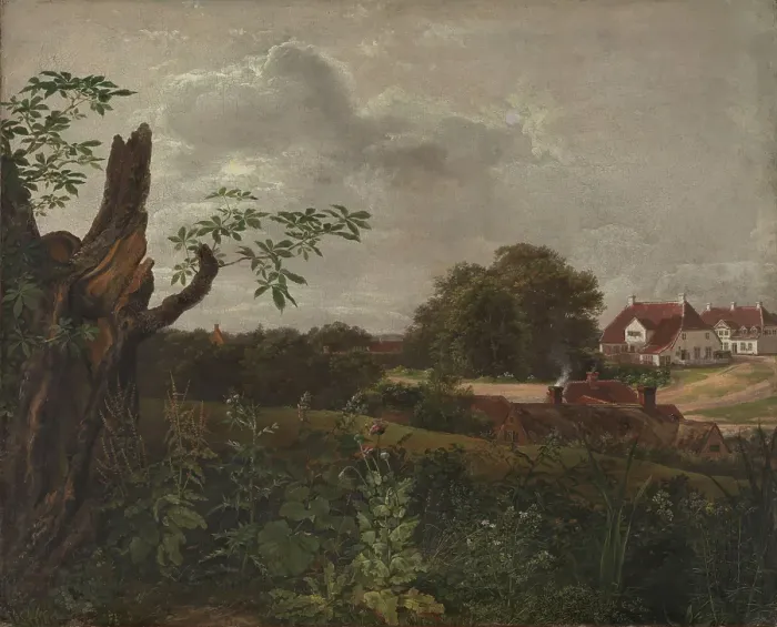 Framed Print : The Big Inn at Fredensborg, 1817. Creator: Johan Christian Dahl Framed Print : The Big Inn at Fredensborg, 1817. Creator: Johan Christian Dahl