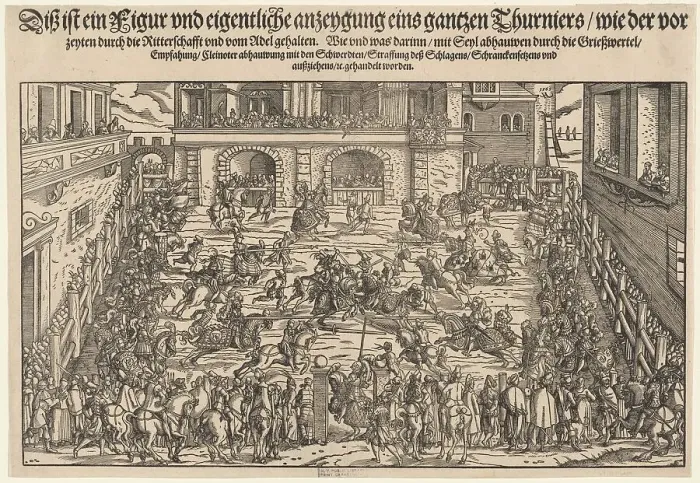 Framed Print : The big tournament in Vienna, 1565. Creator: Amman, Jost (1539-1591) Framed Print : The big tournament in Vienna, 1565. Creator: Amman, Jost (1539-1591)