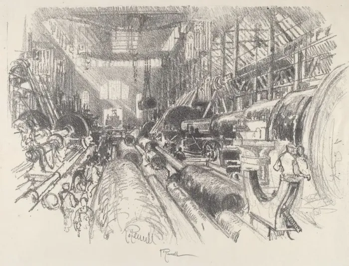 Framed Print : The Biggest Lathe in the World, 1917. Creator: Joseph Pennell Framed Print : The Biggest Lathe in the World, 1917. Creator: Joseph Pennell