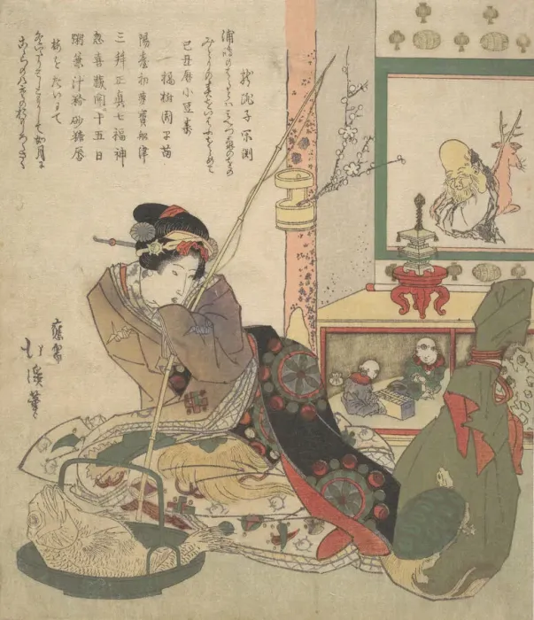 Framed Print : Bijin Urashima and the Seven Fortune Beings (Shichi-fuku-jin). Creator: Totoya Hokkei Framed Print : Bijin Urashima and the Seven Fortune Beings (Shichi-fuku-jin). Creator: Totoya Hokkei