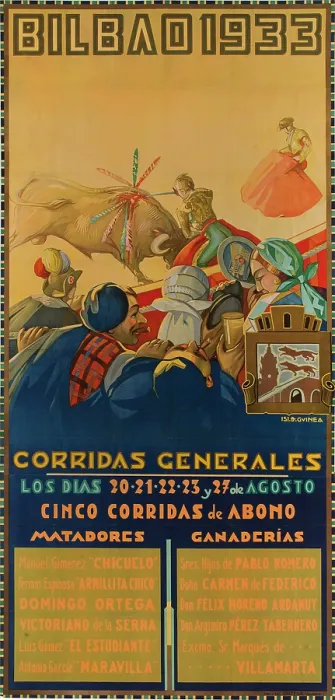Framed Print : Bilbao. Corridas generales, 1933. Creator: Guinea, Isidoro (1893-1947) Framed Print : Bilbao. Corridas generales, 1933. Creator: Guinea, Isidoro (1893-1947)