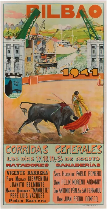 Framed Print : Bilbao. Corridas generales, 1941. Creator: Quintana, Jose Maria (1871-1944) Framed Print : Bilbao. Corridas generales, 1941. Creator: Quintana, Jose Maria (1871-1944)