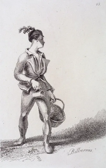 Framed Print : Bilberries, Cries of London, 1819. Artist: John Thomas Smith Framed Print : Bilberries, Cries of London, 1819. Artist: John Thomas Smith