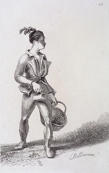 Bilberries, Cries of London, 1819. Artist: John Thomas Smith