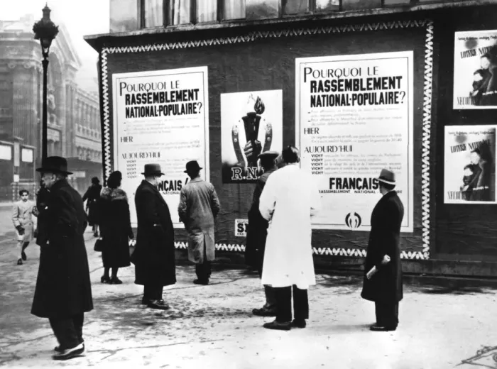 Framed Print : Billboard dispaying Rassemblement Nationale Populaire posters, German-occupied Paris, February 1941 Framed Print : Billboard dispaying Rassemblement Nationale Populaire posters, German-occupied Paris, February 1941