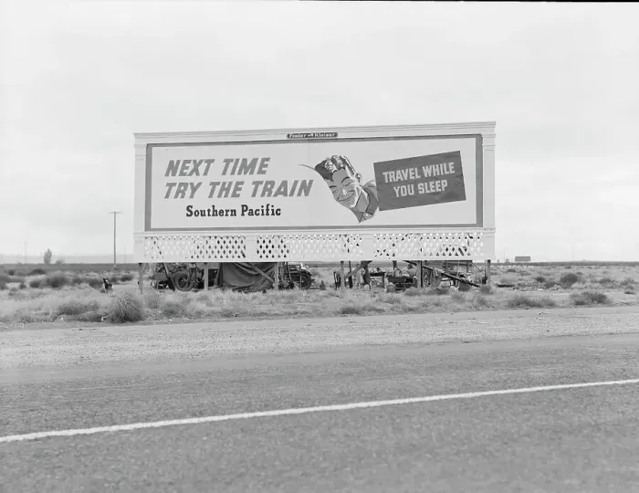 Framed Print : Billboard along U.S. 99...three destitute families...Kern County, CA, 1938. Creator: Dorothea Lange Framed Print : Billboard along U.S. 99...three destitute families...Kern County, CA, 1938. Creator: Dorothea Lange