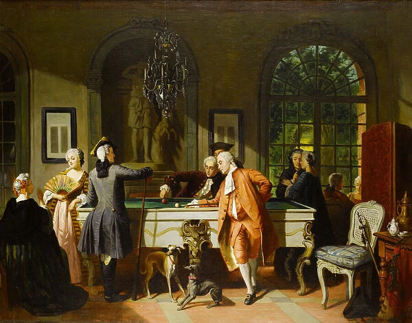 The billiard game, Mid of the 19th cen. Creator: Carolus, Jean (1814-1897)
