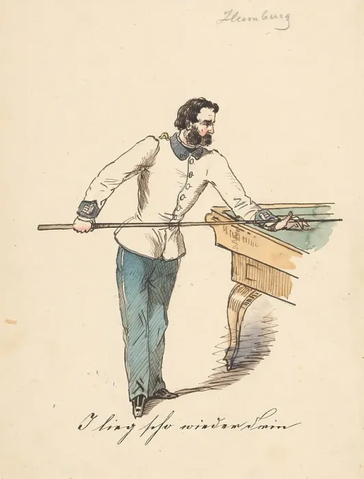 Framed Print : Billiards, 1850-1860. Creator: Friedrich Carl von Scheidlin Framed Print : Billiards, 1850-1860. Creator: Friedrich Carl von Scheidlin
