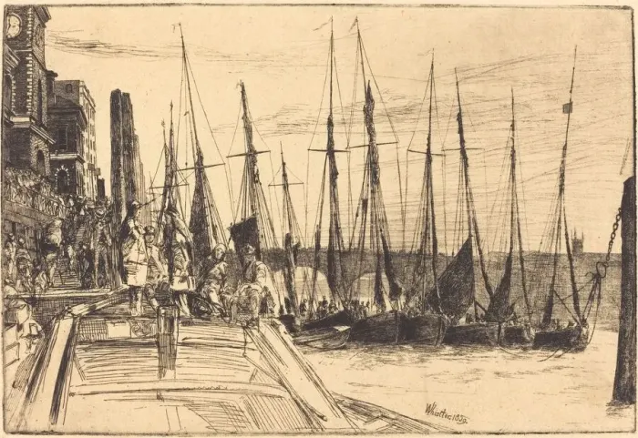 Framed Print : Billingsgate, 1859. Creator: James Abbott McNeill Whistler Framed Print : Billingsgate, 1859. Creator: James Abbott McNeill Whistler