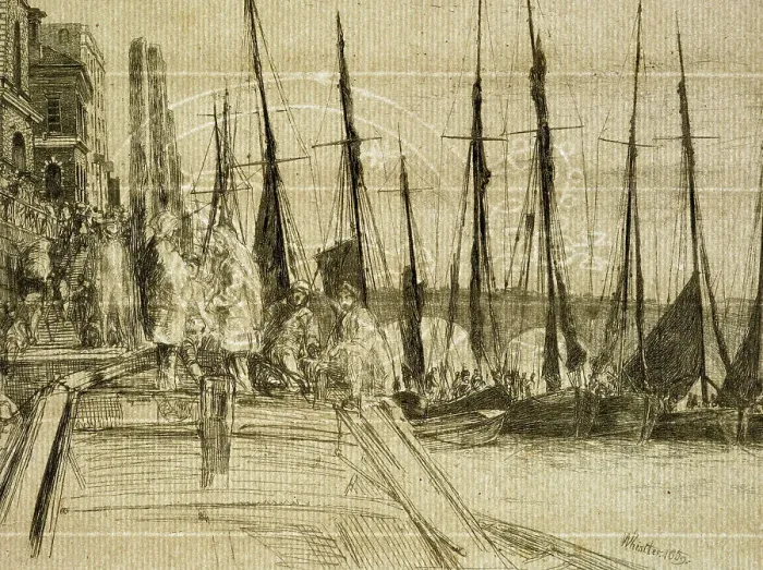 Framed Print : Billingsgate, 1859. Creator: James Abbott McNeill Whistler Framed Print : Billingsgate, 1859. Creator: James Abbott McNeill Whistler