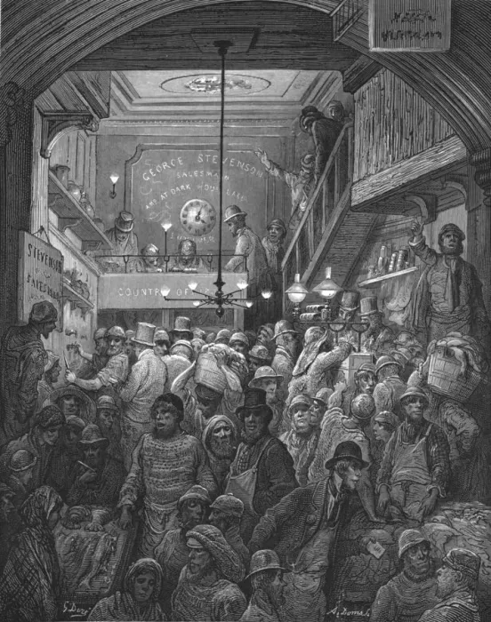 Framed Print : Billingsgate - Early Morning, 1872. Creator: Gustave Doré Framed Print : Billingsgate - Early Morning, 1872. Creator: Gustave Doré