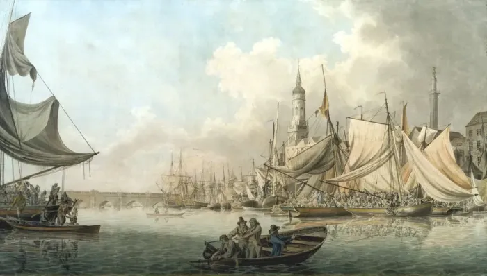 Framed Print : Billingsgate at High Water, 1792. Artist Framed Print : Billingsgate at High Water, 1792. Artist