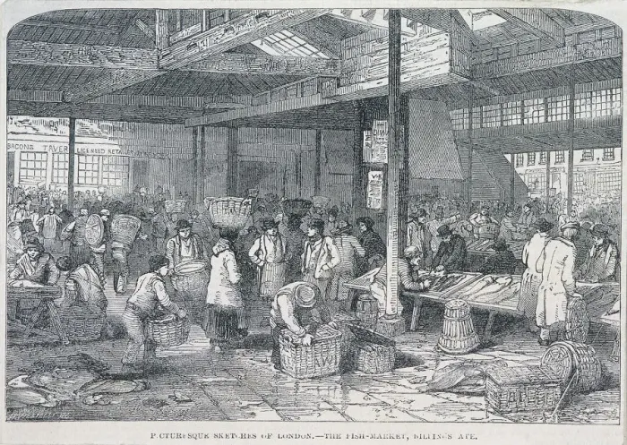 Framed Print : Billingsgate Market, London, 1849. Artist: Henry Vizetelly Framed Print : Billingsgate Market, London, 1849. Artist: Henry Vizetelly