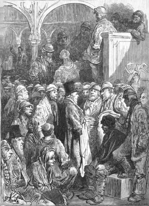 Framed Print : Billingsgate - Opening of the Market, 1872. Creator: Gustave Doré Framed Print : Billingsgate - Opening of the Market, 1872. Creator: Gustave Doré