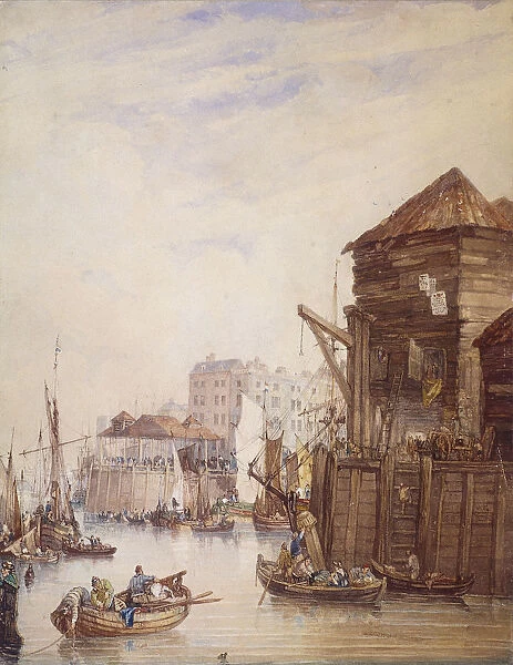 Billingsgate Wharf, London, 1820. Artist: Samuel Owen
