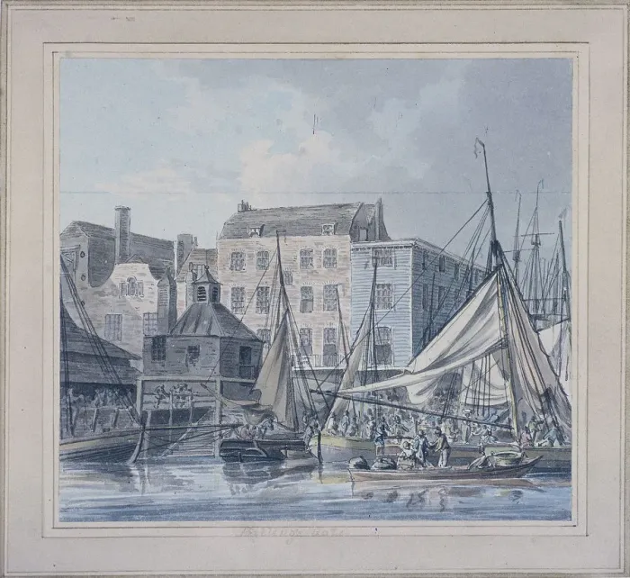 Framed Print : Billingsgate Wharf, London, c1790. Artist: Robert Clevely Framed Print : Billingsgate Wharf, London, c1790. Artist: Robert Clevely