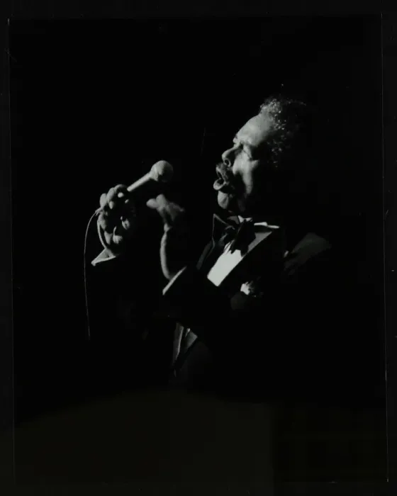 Framed Print : Billy Eckstine in full song at the Forum Theatre, Hatfield, Hertfordshire, 12 June 1980 Framed Print : Billy Eckstine in full song at the Forum Theatre, Hatfield, Hertfordshire, 12 June 1980