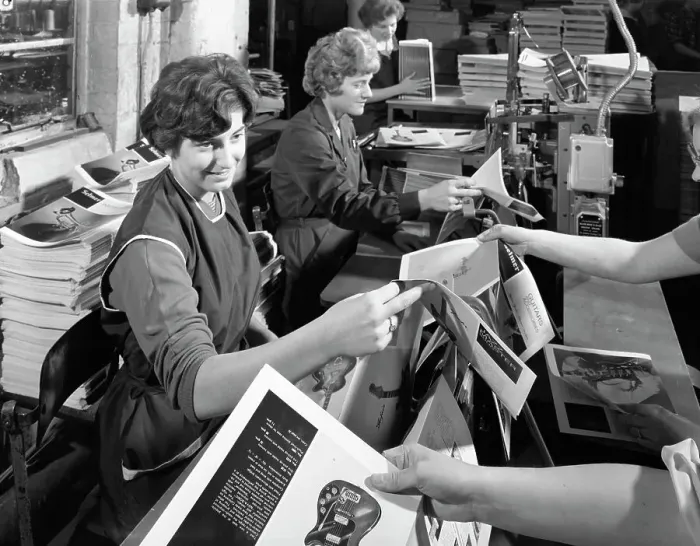 Framed Print : The binding room at a printing company, Mexborough, South Yorkshire, 1959. Artist Framed Print : The binding room at a printing company, Mexborough, South Yorkshire, 1959. Artist