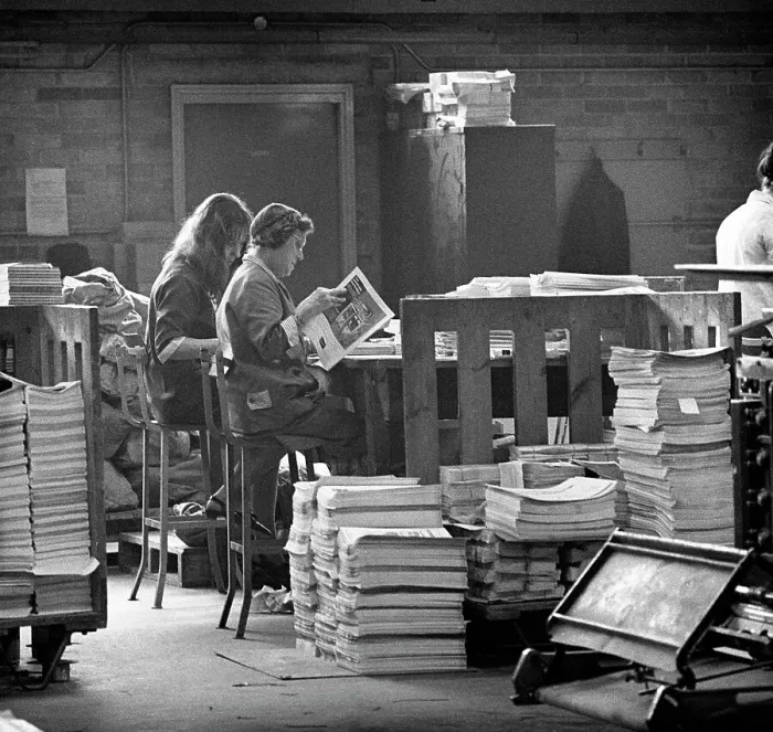 Framed Print : Binding room at the White Rose Press, Mexborough, South Yorkshire, 1968. Artist Framed Print : Binding room at the White Rose Press, Mexborough, South Yorkshire, 1968. Artist