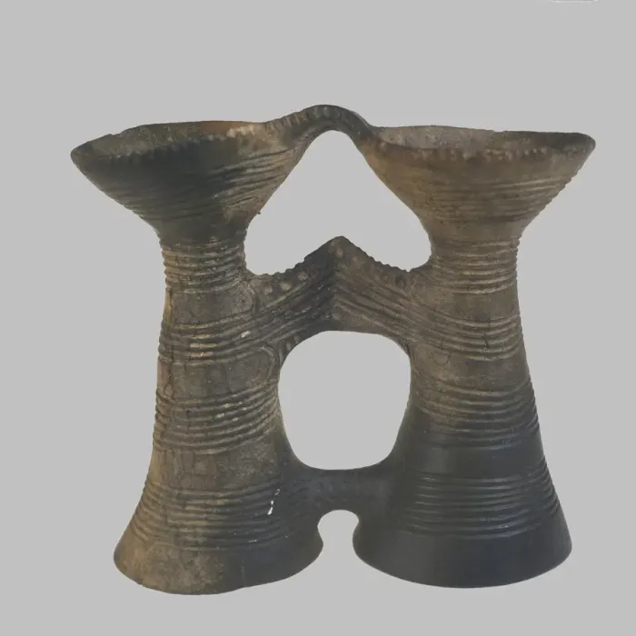 Framed Print : Binocular-Form Vessel, 4400-4200 BC. Artist: Prehistoric Russian Culture Framed Print : Binocular-Form Vessel, 4400-4200 BC. Artist: Prehistoric Russian Culture