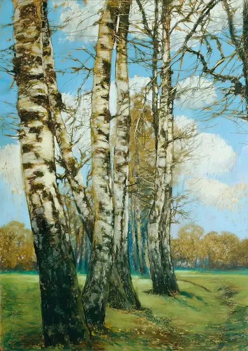 Framed Print : Birch trees, 1907. Creator: Ferdinand Engelmuller Framed Print : Birch trees, 1907. Creator: Ferdinand Engelmuller
