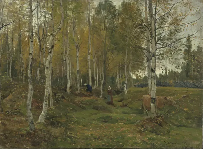 Framed Print : Birch Trees in Autumn, 1880. Creator: Gerhard Munthe Framed Print : Birch Trees in Autumn, 1880. Creator: Gerhard Munthe