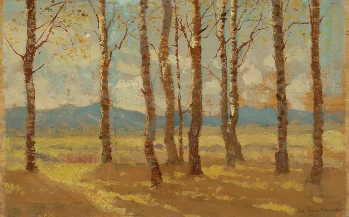 Framed Print : Birches in Autumn, 1900-1910. Creator: Ferdinand Katona Framed Print : Birches in Autumn, 1900-1910. Creator: Ferdinand Katona