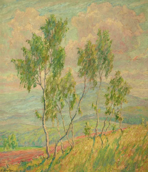 Framed Print : Birches Against Mountains and a Road, 2nd half of 19th century. Creator: Unknown Framed Print : Birches Against Mountains and a Road, 2nd half of 19th century. Creator: Unknown