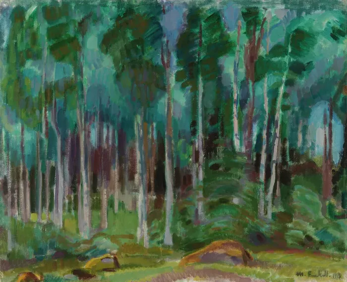 Framed Print : Birches in Vaaksy, 1919. Creator: Magnus Enckell Framed Print : Birches in Vaaksy, 1919. Creator: Magnus Enckell