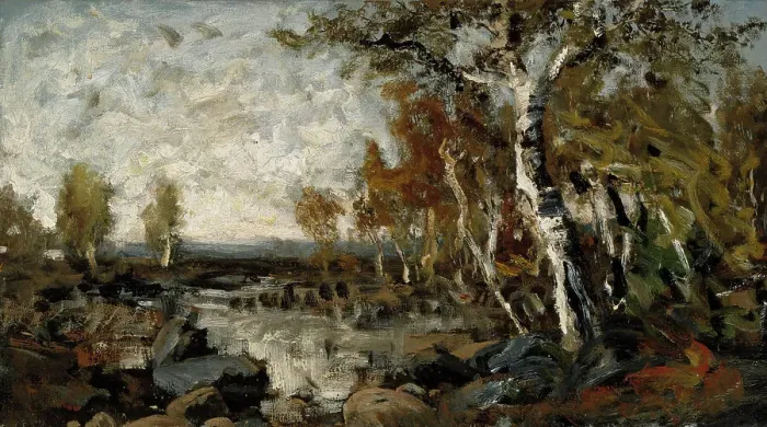 Framed Print : Birches by the Water, 1877. Creator: Fanny Churberg Framed Print : Birches by the Water, 1877. Creator: Fanny Churberg