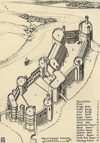 A Bird s-Eye View of Caernarvon Castle, North Wales, (1931)