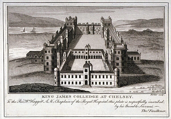 Bird s-eye view of King Jamess College, Chelsea, London, c1800