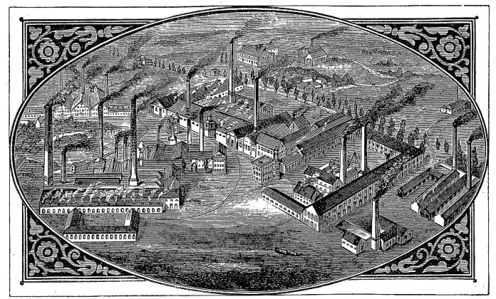 Framed Print : Bird s-eye view of Krupps works, Essen, Germany, 1876