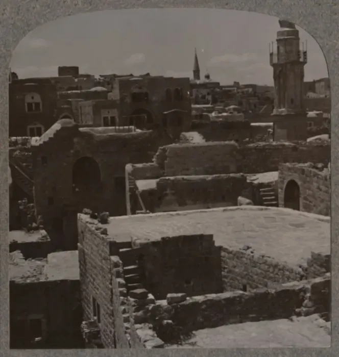 Framed Print : Bird s-eye view of Lydda, c1900 Framed Print : Bird s-eye view of Lydda, c1900